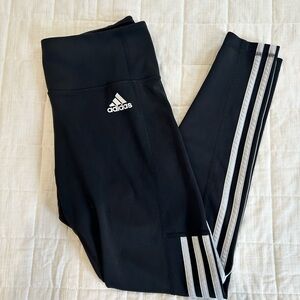 Adidas Women’s Black Leggings with White Stripes